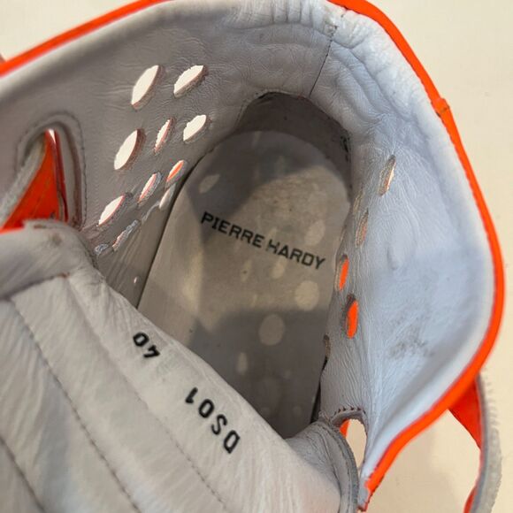 Pierre Hardy Punching Hi Top Sneakers Perforated Orange Size 40/US 9.5 Lace Up - Picture 8 of 9